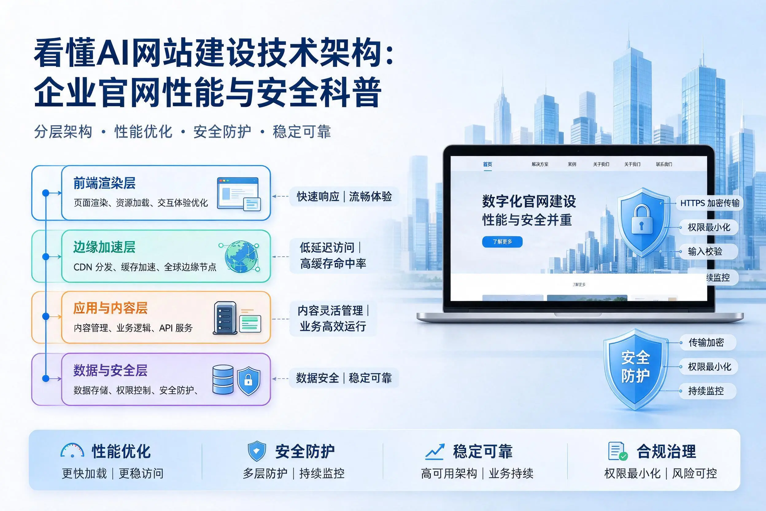 看懂AI网站建设技术架构：乐山企业官网性能与安全科普