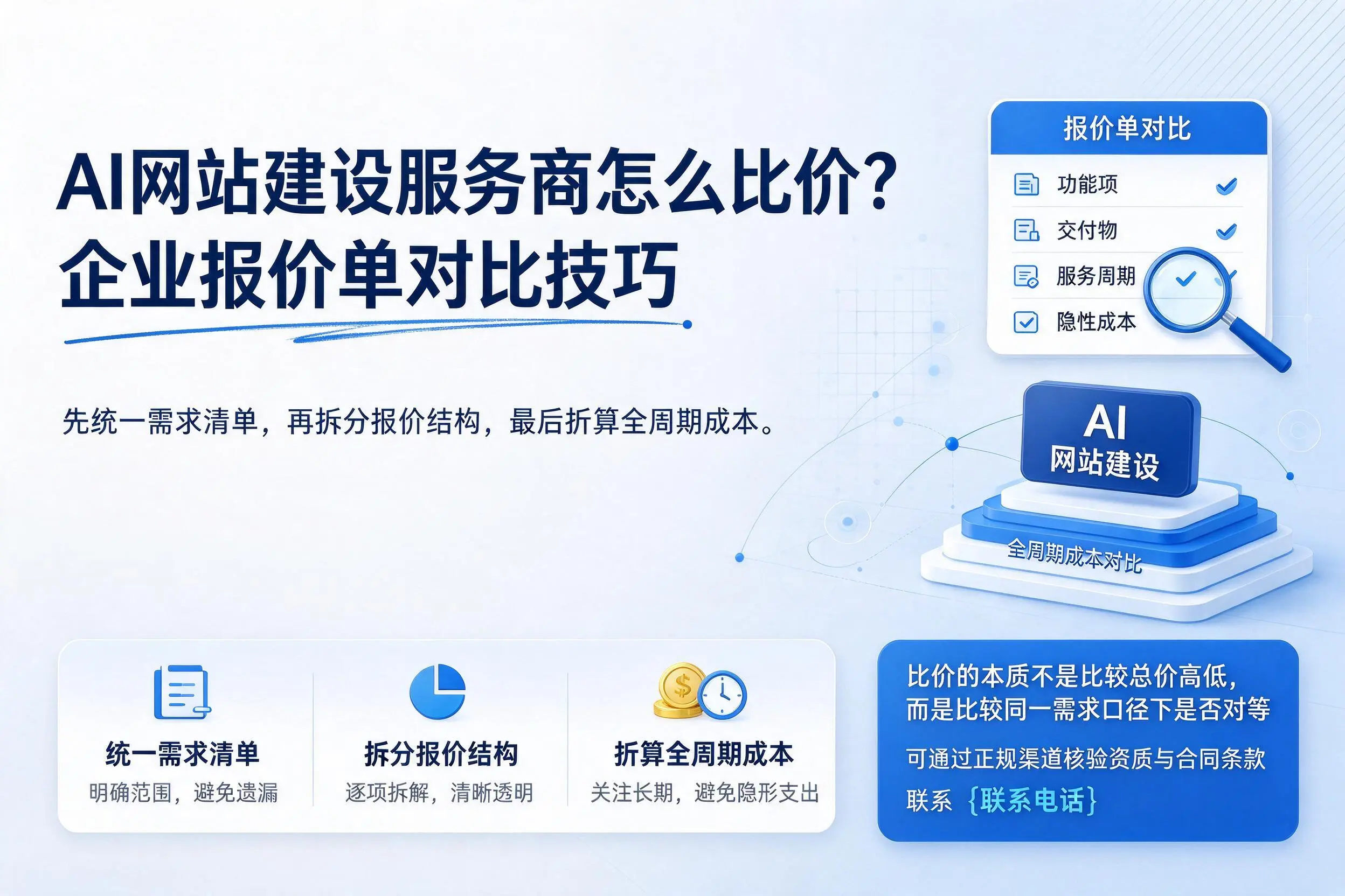 AI网站建设服务商怎么比价？乐山企业报价单对比技巧