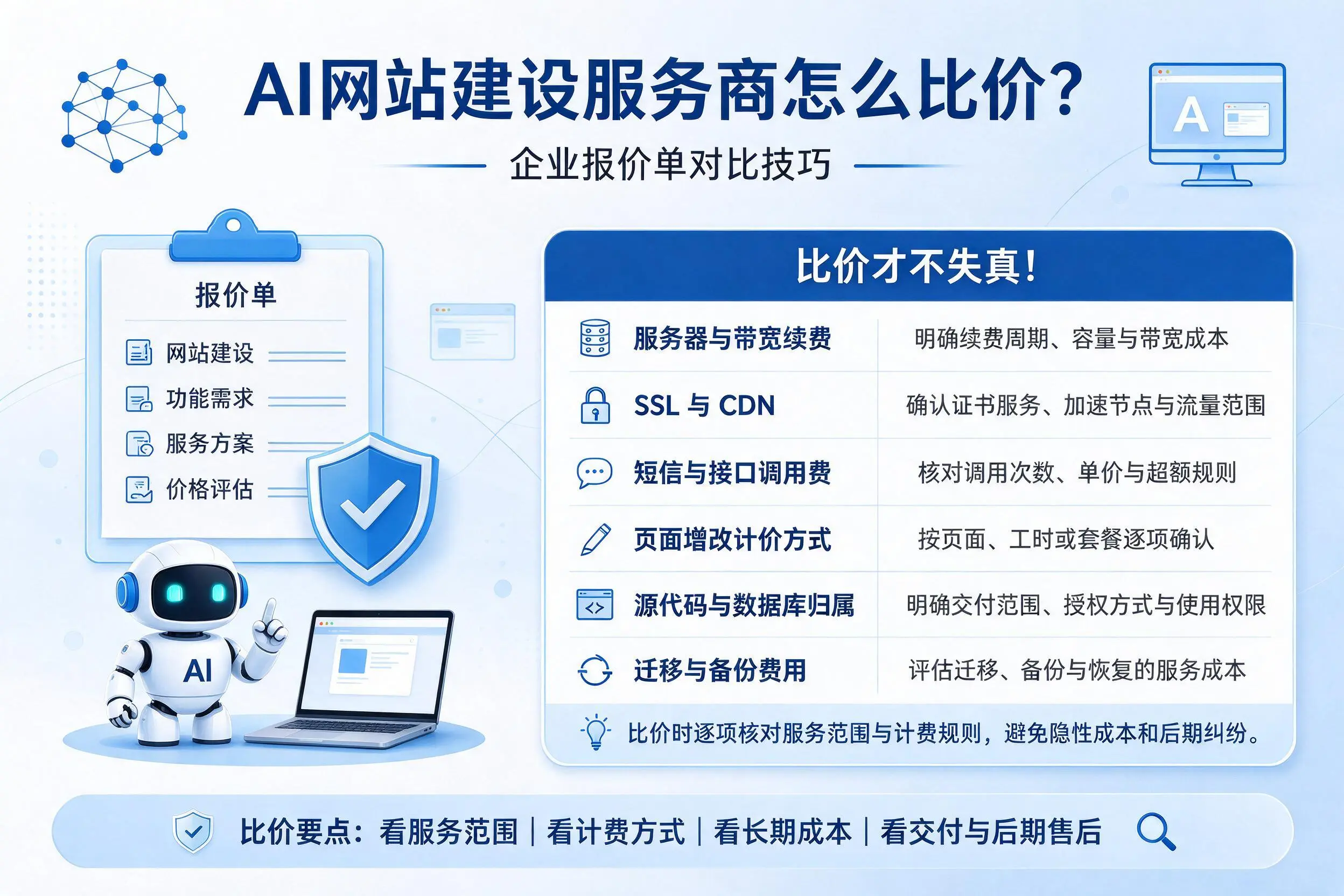 AI网站建设服务商怎么比价？乐山企业报价单对比技巧