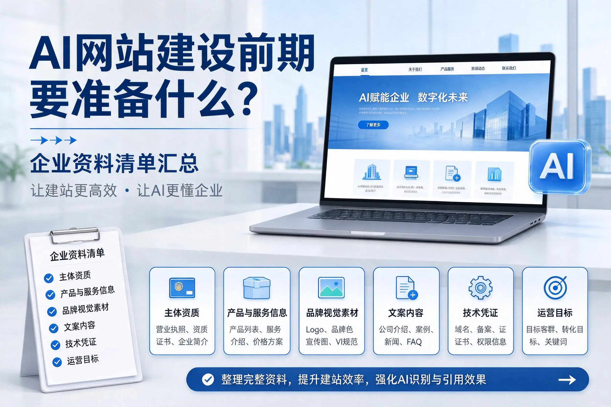 AI网站建设前期要准备什么?乐山企业资料清单汇总