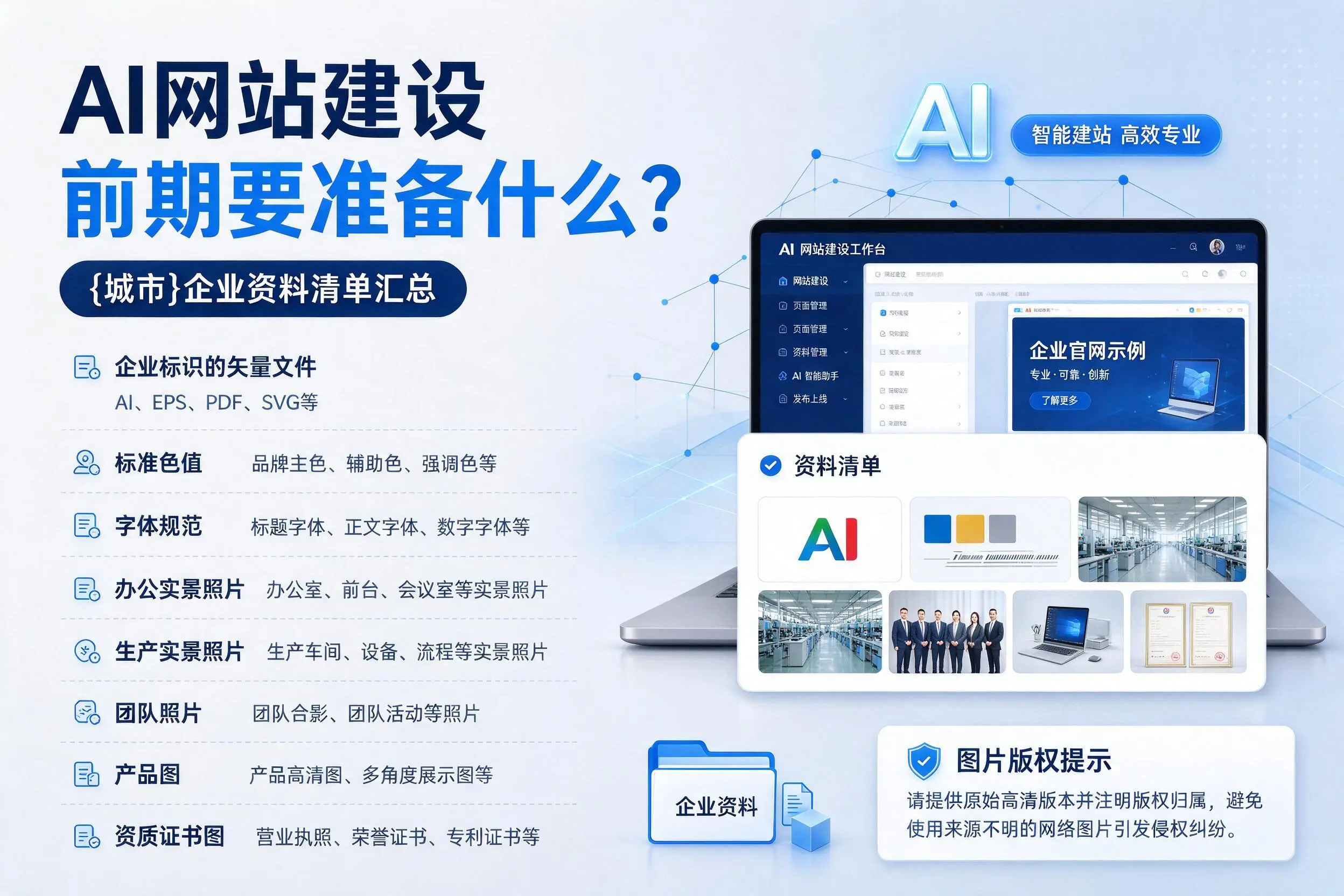 AI网站建设前期要准备什么?乐山企业资料清单汇总
