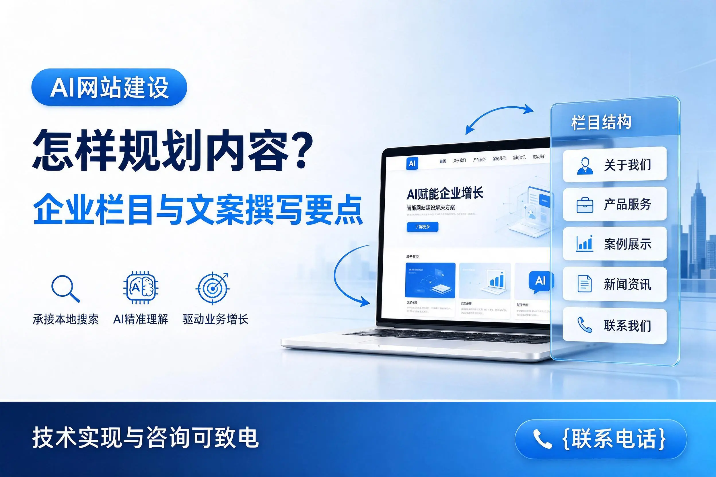 AI网站建设怎样规划内容?乐山企业栏目与文案撰写要点