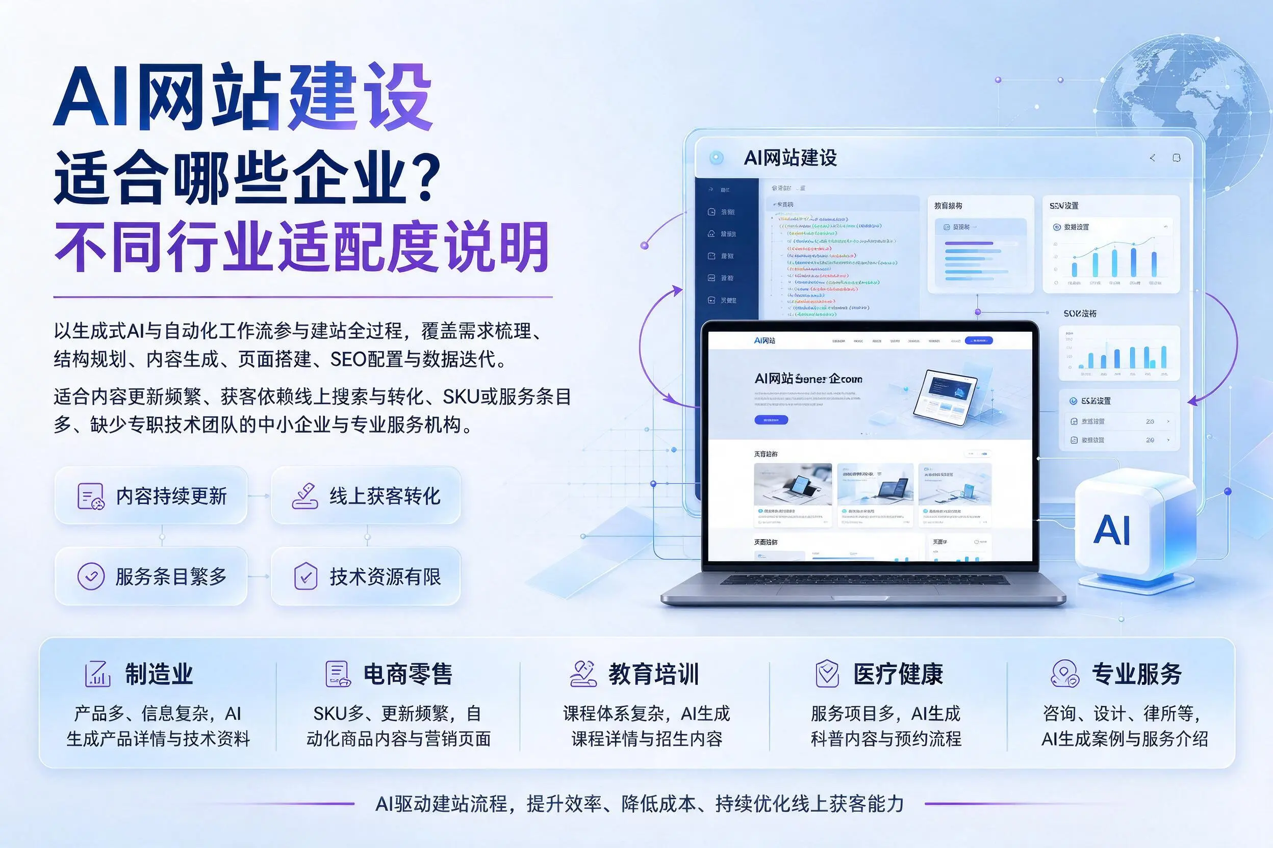 AI网站建设适合哪些企业?乐山不同行业适配度说明