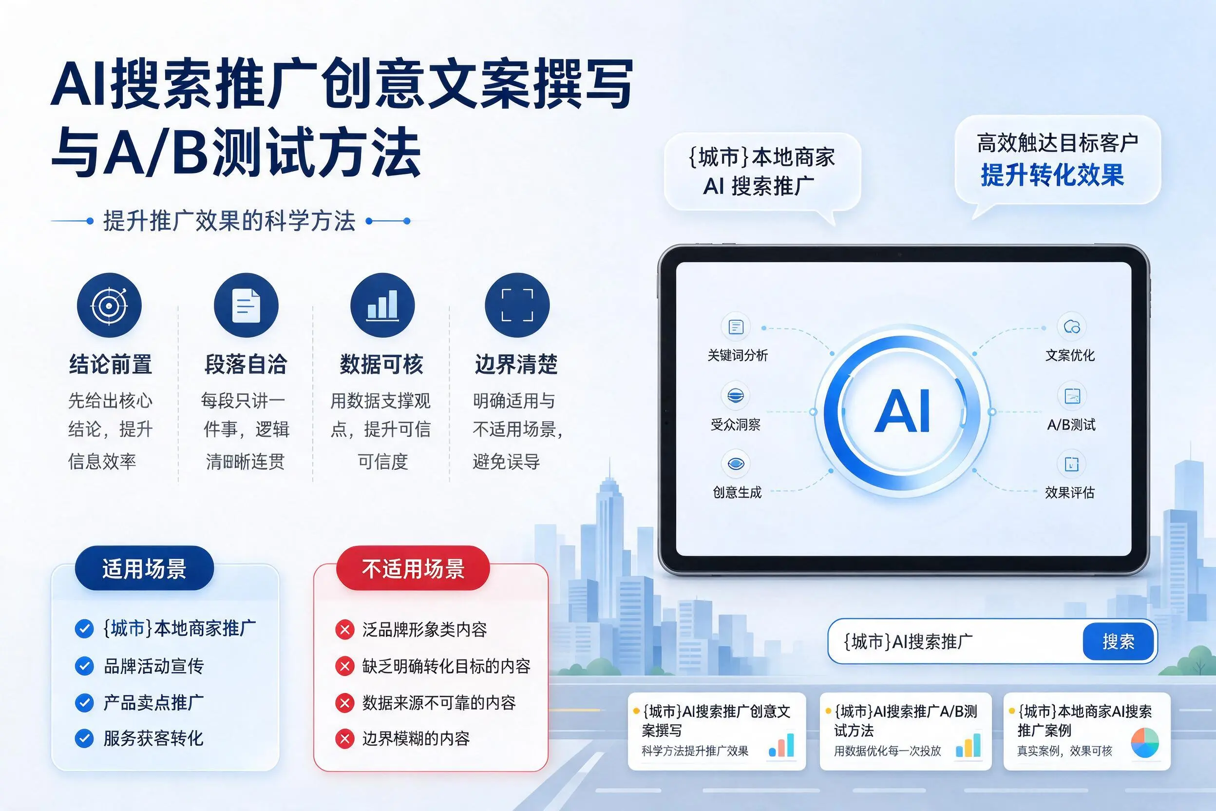 乐山AI搜索推广创意文案撰写与A/B测试方法